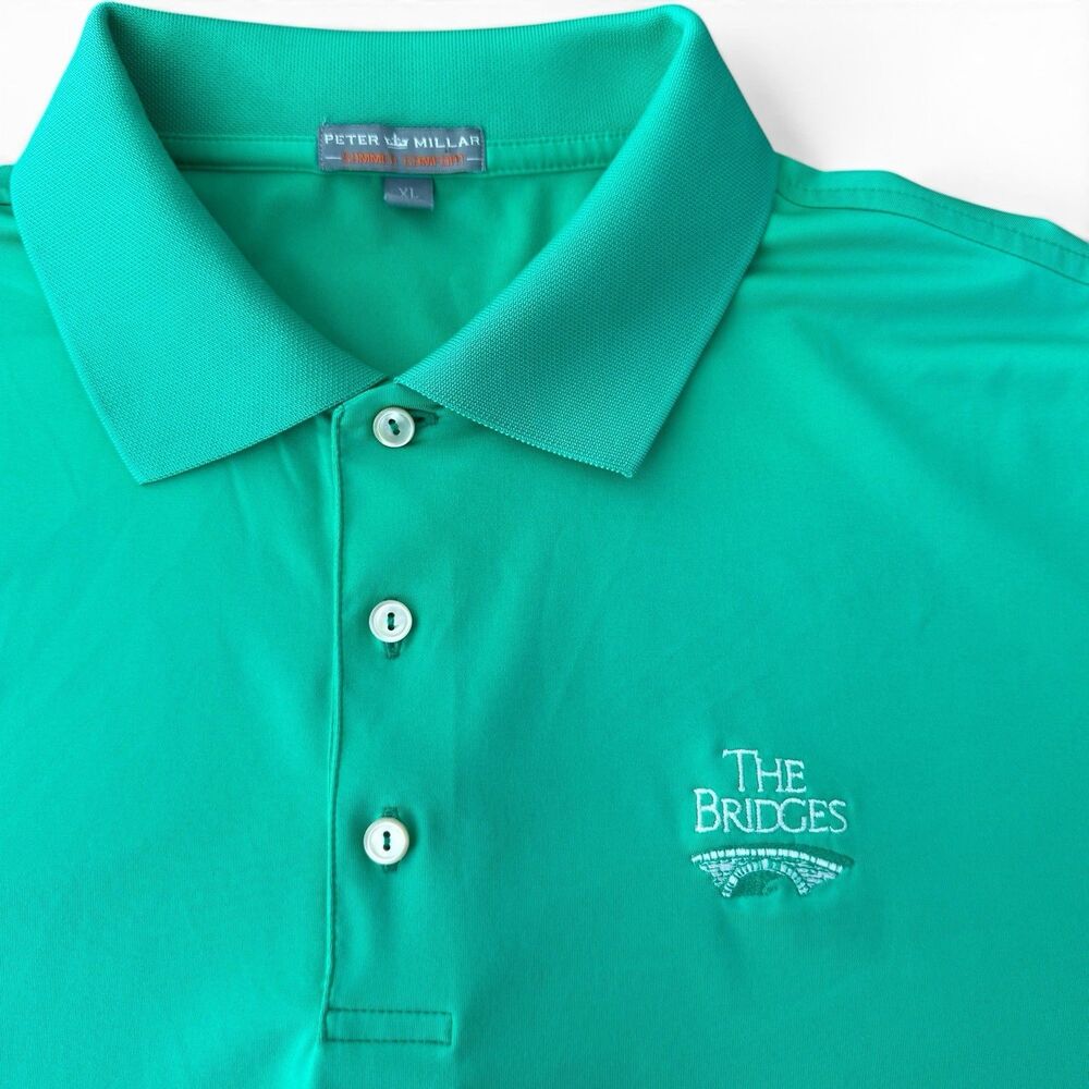 Peter Millar The Bridges Summer Comfort Golf Polo Men XL Green Performance Shirt